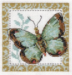 Набор для вышивания KLART арт. 5-056 Бабочка салатная 10х10 см