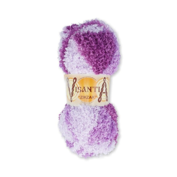 Пряжа VISANTIA ZIKZAK (100% полиэстер) 5х100г/100м цв.2220 белый-св.сиреневый