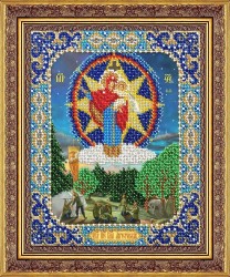 Набор для вышивания бисером ПАУТИНКА арт.Б-1100 Пресвятая Богородица Августовская 20х25 см