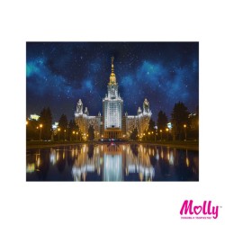 Картины по номерам Molly арт.KH0119 Московский университет ночью (24 Краски) 40х50 см