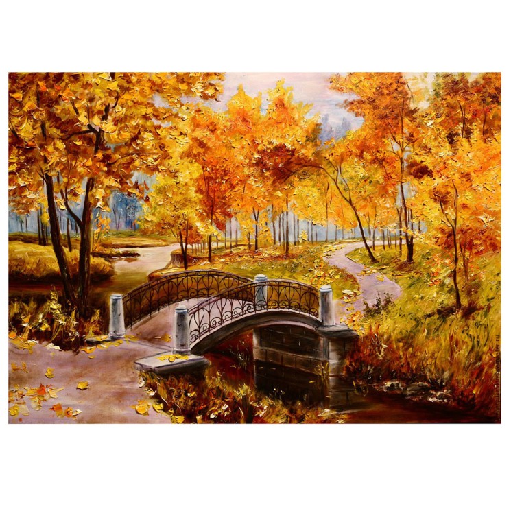 Картина по номерам с цветной схемой на холсте Molly арт.KK0606 Золотая осень (17 цветов) 30х40 см