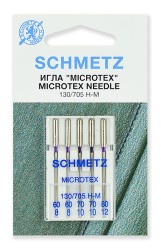 Иглы микротекс (особо острые) Schmetz 130/705H-M №№ 60(2),70(2),80, уп.5 игл