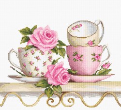 Набор для вышивания LUCA-S арт. BA2327 Чайные чашки с розами 27х19,5 см