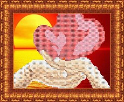 Рисунок на ткани КАРОЛИНКА арт. КБЛ-5009 Влюбленные сердца 18х13 см