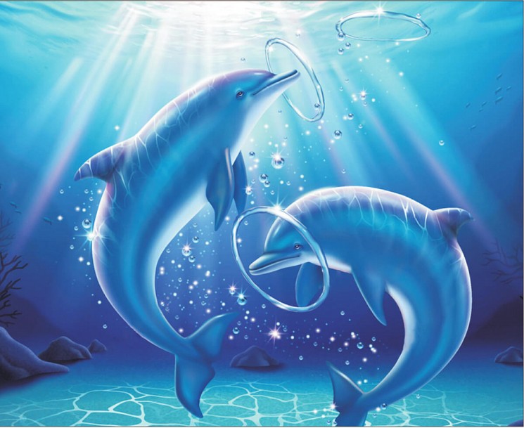 Алмазная вышивка Дельфины в игре LG223 40х50 тм Цветной