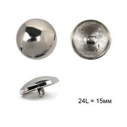 Пуговицы металлические С-ME336 цв.серебро 24L-15мм, на ножке, 24шт
