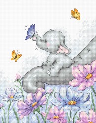 Набор для вышивания LUCA-S арт. B1183 Слон с бабочкой 19х23 см