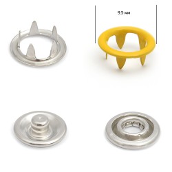 Кнопка трикотажная (кольцо) нерж 9,5мм эмаль № 112 желтый уп 1440шт