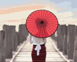 Картины по номерам с холстом на подрамнике ФРЕЯ арт.PNB.C1 №36 Японский зонтик 50х40 см