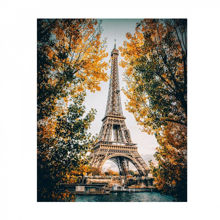 Картина по номерам с цветной схемой на холсте Molly арт.KK0609 Париж. Эйфелева башня (16 цветов) 30х40 см