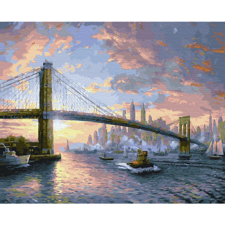 Картины по номерам Molly арт.KH0634 Рассвет над Нью-Йорком (28 цветов) 40х50 см