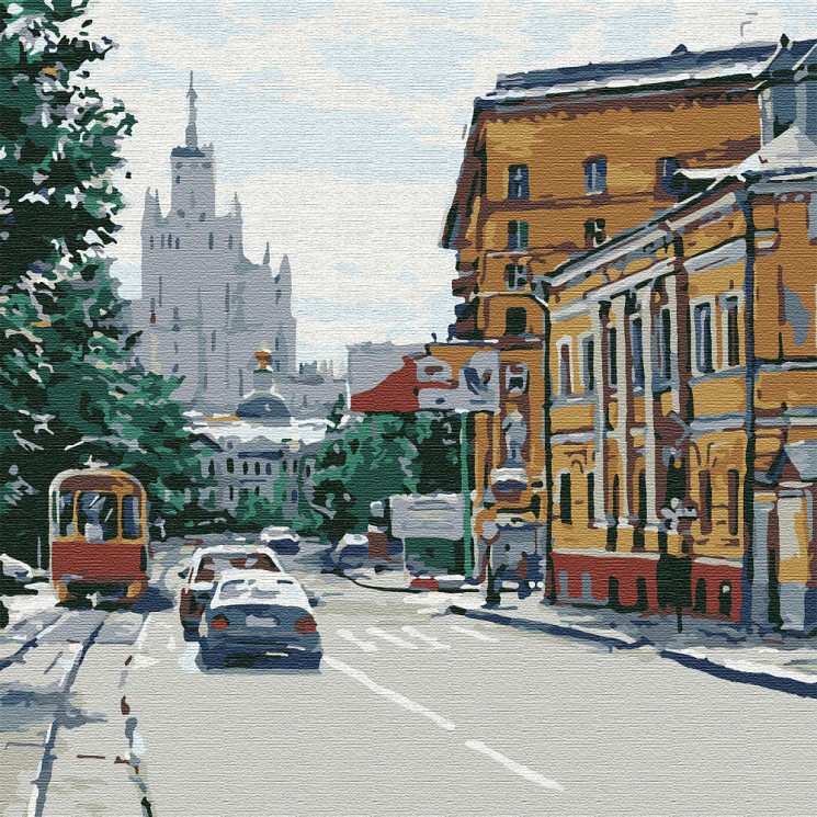 Картины по номерам Molly арт.KHM0042 Московская улица (19 цветов) 30х30 см