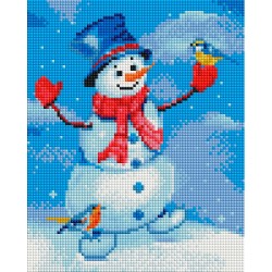 Набор Белоснежка для изготовления картин со стразами арт.БЛ.485-ST-PS Снеговик и синица 20х25 см