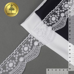 Кружево на жесткой сетке Exclusive арт.TBY J2052W-2 шир.55мм цв.01 белый уп.13,71м