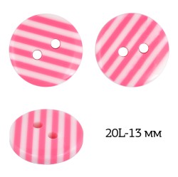 Пуговицы пластик TBY P-L28-2 цв.белый-розовый 20L-13мм, 2 прокола, 50 шт