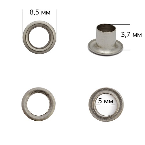 Люверсы сталь TBY.2090 №3 ( 5мм, h 3,7мм) цв. никель черный уп. 1000шт