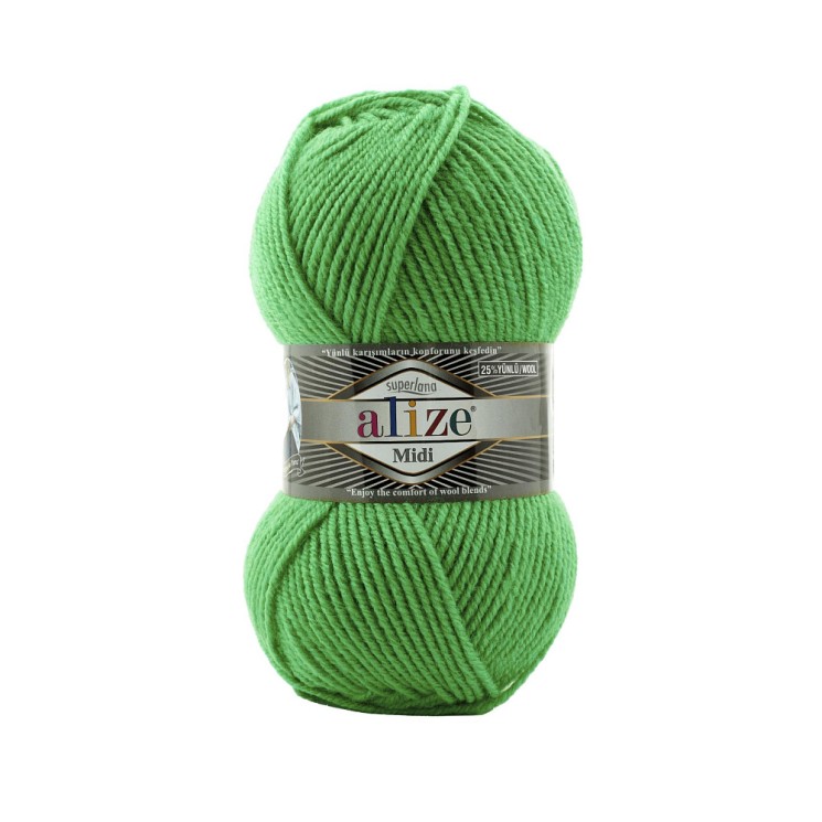Пряжа для вязания Ализе Superlana midi (25% шерсть, 75% акрил) 5х100г/170м цв.455 зеленый