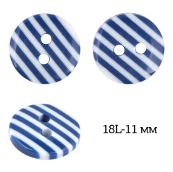 Пуговицы пластик TBY P-L28-3 цв.белый-синий 18L-11мм, 2 прокола, 50 шт