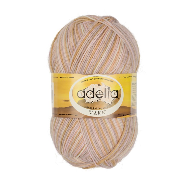Пряжа ADELIA JAKE (75% шерсть, 25% нейлон) 5х100г/400м цв.28 кремовый-св.бежевый-песочный-св.розовый-св.серый