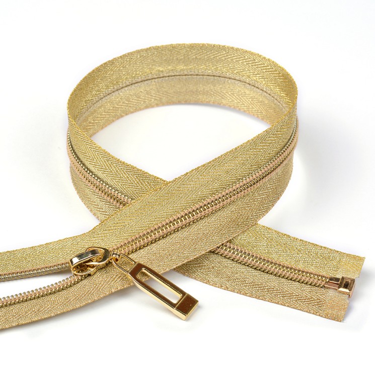 Молния MaxZipper спираль №5 декор. 70см тесьма св.золото