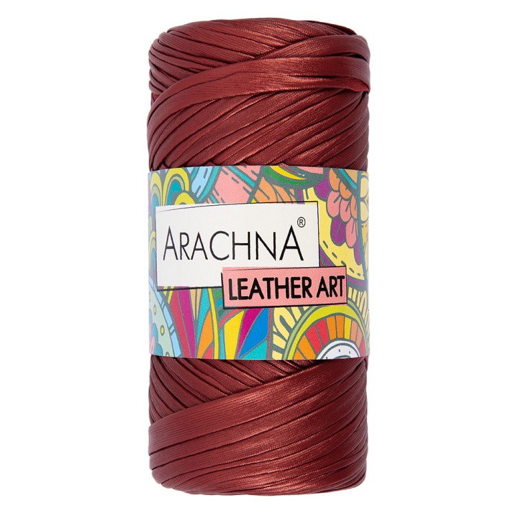 Пряжа ARACHNA LEATHER ART (100% полиэстер) 4х160г/50м цв.07 т.красный