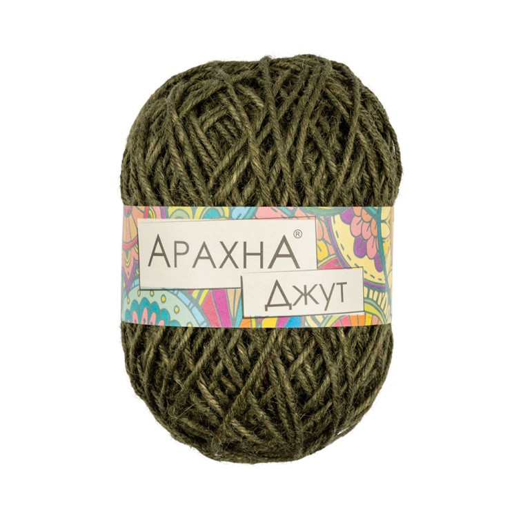 Пряжа ARACHNA Jute (100% джут) 5х100г/90м цв. 019 т.зелёный