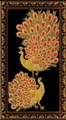 Рисунок на ткани (Бисер) КОНЁК арт. 8520 Золотые павлины 25х45 см
