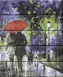Картины по номерам на деревянной основе ФРЕЯ арт.PKW-1 84 Под красным зонтом 40х50 см