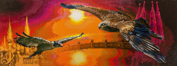 Кристальная мозаика на холсте ФРЕЯ арт.ALVR-50 009 Парящие в небе 71,3х27,4 см