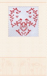 Набор-открытка для вышивания крестом АБРИС АРТ арт. AOH-009 Влюбленные птички 8х8см