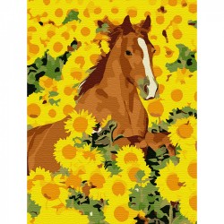 Картины по номерам Molly арт.KH0791 Лошадь в подсолнухах (13 цветов) 15х20 см