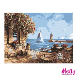 Картины по номерам Molly арт.KH0083/1 Летнее кафе (12 Цветов) 40х50 см упак