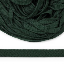 Шнур плоский х/б 10мм турецкое плетение цв.019 т.зелёный уп.50 м
