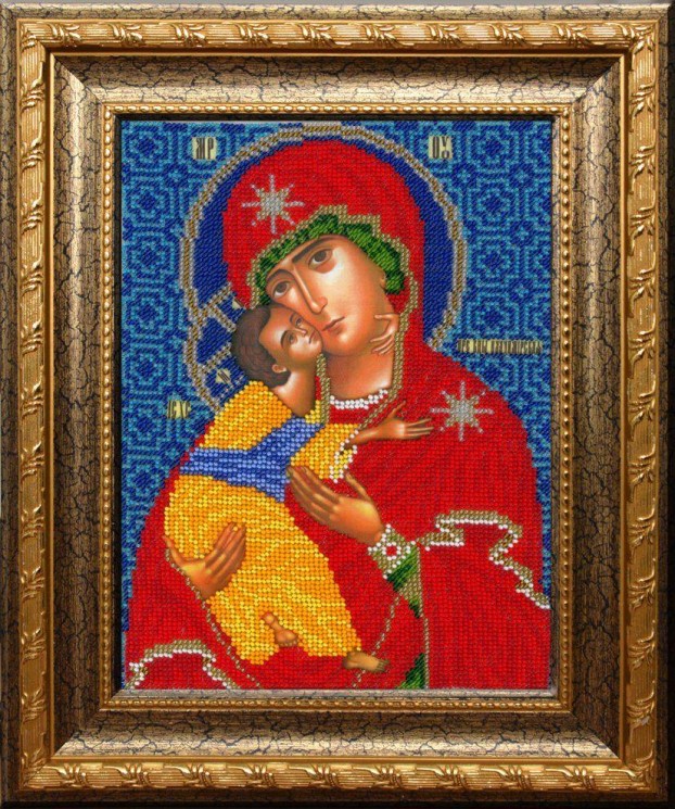Набор для вышивания бисером ВЫШИВАЕМ БИСЕРОМ арт.L160 Икона Владимирской Божьей Матери 19х25 см