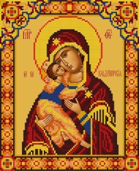 Кристальная мозаика на холсте ФРЕЯ арт.ALVR-178 Икона Божией Матери Владимирская 22х27 см