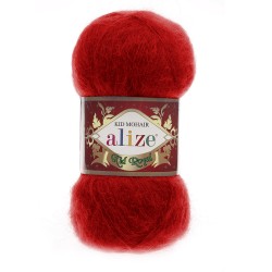 Пряжа для вязания Ализе Kid Royal (62% кид мохер, 38% полиамид) 5х50г/500м цв.056 красный
