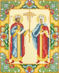 Кристальная мозаика на холсте ФРЕЯ арт.ALVR-09 084 Икона Святых Равноапостольных царя Константина и царицы Елены 22х27 см