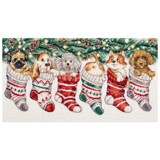 Набор для вышивания PANNA арт. PR-7260 Новогодние щенки 36х19,5 см