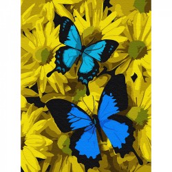 Картины по номерам Molly арт.KH0794 Синие бабочки в цветах (13 цветов) 15х20 см
