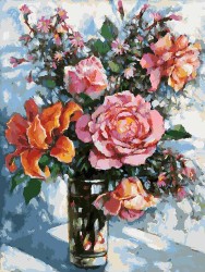 Картины по номерам Белоснежка арт.БЛ.001-AS Натюрморт с розами 30х40 см