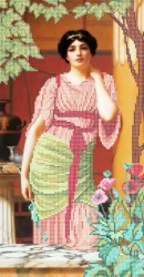 Рисунок на ткани АНГЕЛIКА арт. A518 Девушка с маками 21х40 см
