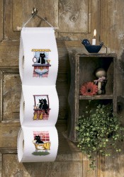 Набор для вышивания PERMIN арт.41-9308 Держатель для туалетной бумаги Кошка в душе 12х60 см