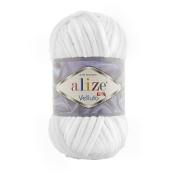Пряжа для вязания Ализе Velluto (100% микрополиэстер) 5х100г/68м цв.055 белый