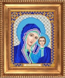 Рисунок на ткани бисером БЛАГОВЕСТ арт.И-5045 Казанская Божия Матерь в синем 13,5х17 см