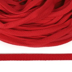 Шнур плоский х/б 10мм турецкое плетение TW цв.012 красный уп.50м