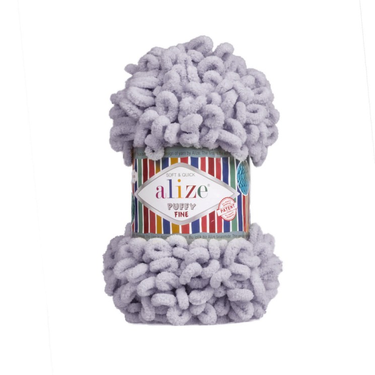 Пряжа для вязания Ализе Puffy Fine (100% микрополиэстер) 5х100г/14м цв.268 серый