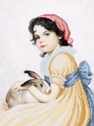 Рисунок на ткани АНГЕЛIКА арт. A519 Девочка с кроликом 21х28 см