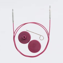 10643 Knit Pro Тросик поворотный (заглушки 2шт, кабельный ключик) длина 35см (длина со спицами 60см) нерж. сталь с нейлоновым покрытием, фиолетовый