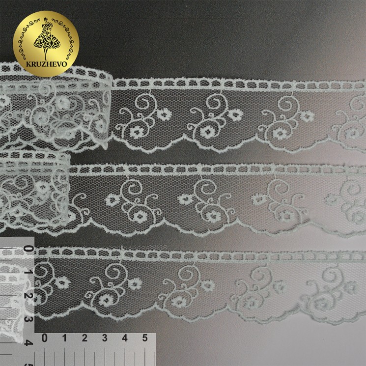 Кружево на сетке KRUZHEVO арт.TR.4888 шир.30мм цв.376 нежная мята уп.14м