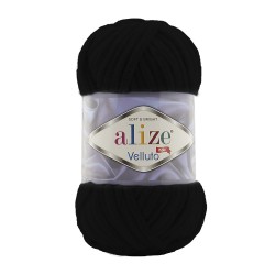 Пряжа для вязания Ализе Velluto (100% микрополиэстер) 5х100г/68м цв.060 черный